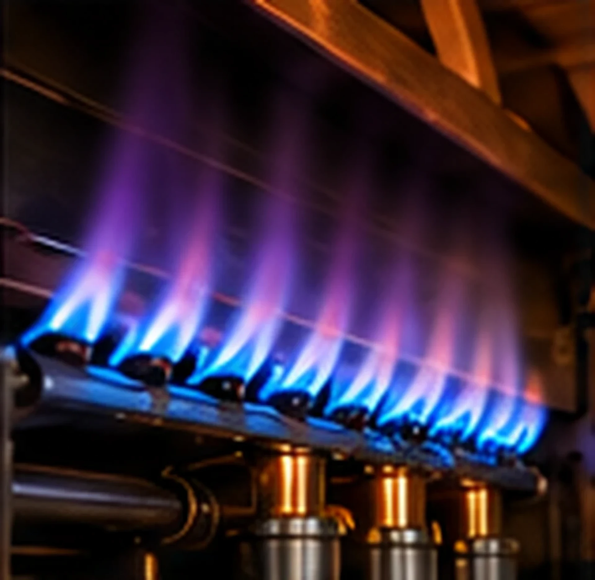 Ducted gas heating burner inspected during a service and safety check