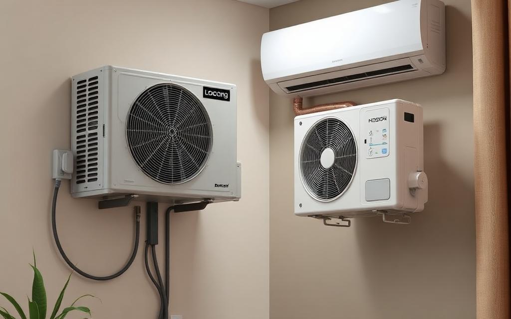 Old air conditioner being replaced with a new split system